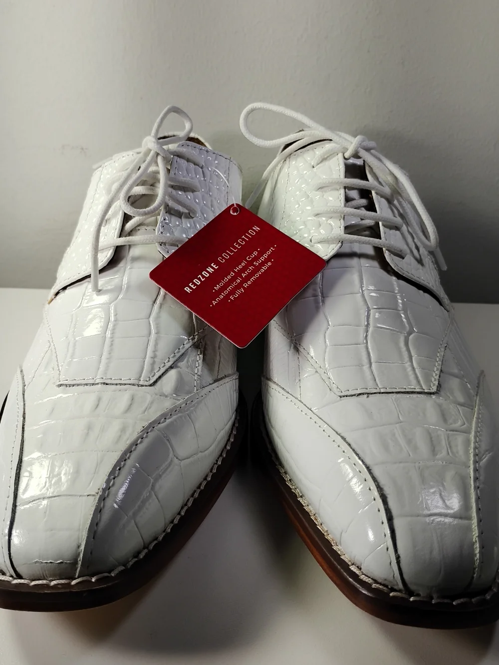 Stacy Adams Men's Size 7 White Crocodile Embossed Lace Up Dress Shoes New
